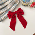 Girls Black Red Big Velvet Bow Hair Clip For Women Vintage Wedding Long Ribbon Nicle. 