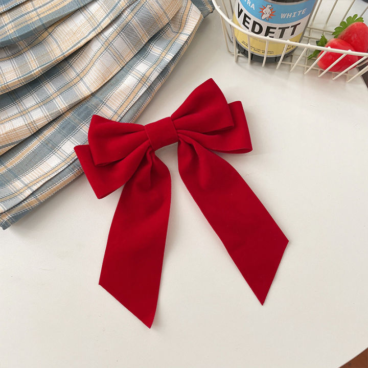 Girls%20Black%20Red%20Big%20Velvet%20Bow%20Hair%20Clip%20For%20Women%20Vintage%20Wedding%20Long%20Ribbon%20Nicle%20-%20Image%205