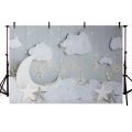 Mehefond Photography Background White Clouds Glitter Stars Moon Child 1st Birthday Party Cake Smash Decor Backdrop Photo Studio. 