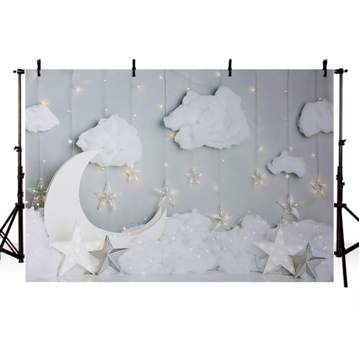 Mehefond%20Photography%20Background%20White%20Clouds%20Glitter%20Stars%20Moon%20Child%201st%20Birthday%20Party%20Cake%20Smash%20Decor%20Backdrop%20Photo%20Studio%20-%20Image%203