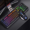 YINDIAO V2 Silent Mechanical Feel Gaming Keyboard Mouse Set (Black). 