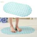 Non Slip Bath Mat for Bathroom, Pebble Frosted Anti-Mould Anti Slip Plastic Oval Bathtub Shower Mat with Grip Suction Cups,67x37cm. 