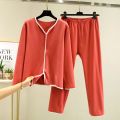 New Double-Sided Dralon Fleece-Lined Loungewear Pullover Thin Velvet Pajamas Suit Women's Winter Large Size Long Sleeve T Shirt Pajama Pants.