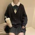 2020 New Autumn and Winter Sweaters Female Student Korean Style Loose V Collar Knitted Sweater Cardigan Japanese Style Jacket Girl Fashion. 