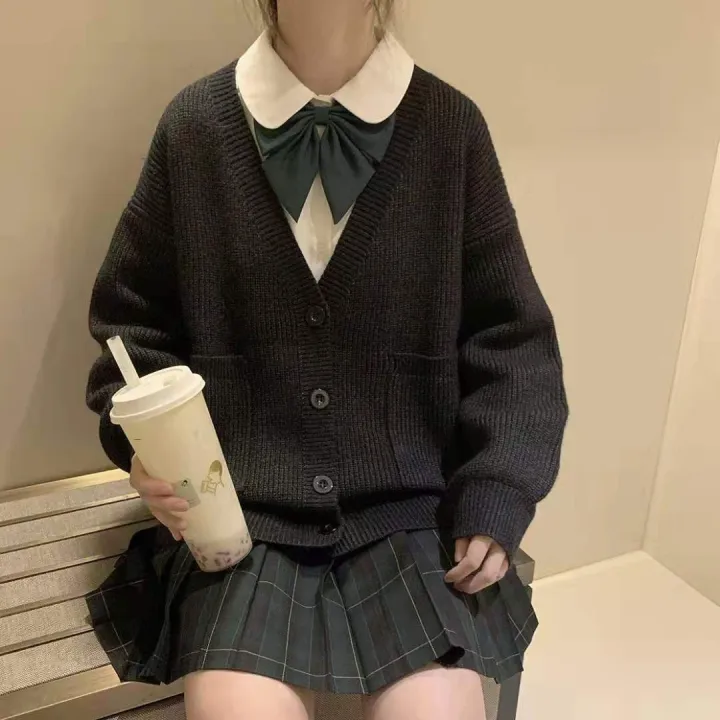 2020%20New%20Autumn%20and%20Winter%20Sweaters%20Female%20Student%20Korean%20Style%20Loose%20V%20Collar%20Knitted%20Sweater%20Cardigan%20Japanese%20Style%20Jacket%20Girl%20Fashion%20-%20Image%204