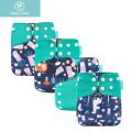 HappyFlute Exclusive 4Pcs Set OS Pocket Diaper Washable Reusable Baby Nappy New Print Adjustable Baby Diaper Cover. 