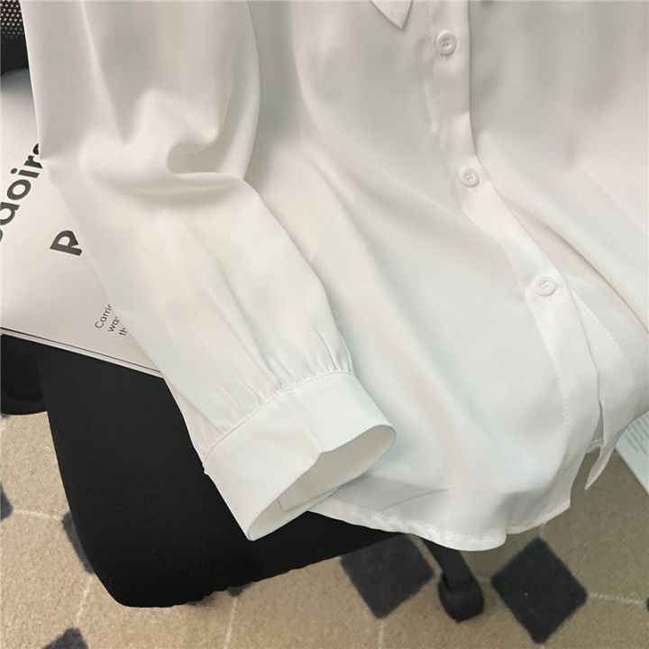 Lantern%20Sleeve%20Elegant%20Spring%20and%20Autumn%20Bow%20Shirt%20White%20Chiffon%20Shirt%20Women's%20Formal%20Wear%20Lace-up%20Fashionable%20Professional%20Top%20-%20Image%205