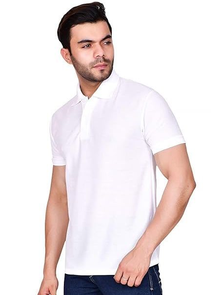 White Polo Shirt Polo Collar Neck Sports, Causal Cotton T-Shirt for Men  and Boys
