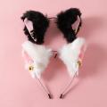 Fashion Fox Cat Ear Hair Band Popular Plush Cat Ear Headband Black White Soft Hairband with Bells Party Cosplay Hair Accessories.