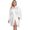 Plus Size Bridesmaids Satin Kimono Robe – Soft, Comfortable Short Nightgown & Sleepwear.