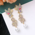 Carat Dangle Earrings Sparkling Hollow Out Rhinestone Hanging Earrings. 