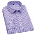 Men's Long Sleeved Shirt Business Casual Classic Plaid Striped Checked Blue Purple Male Social Dress Shirts for Man Button Shirt. 