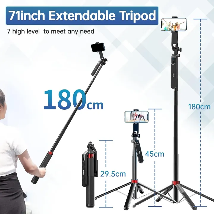 ULANZI%20MA09%20Extendable%20Phone%20Tripod,%2071"%20Selfie%20Stick%20Phone%20Vlog%20Tripod%20Stand%20Quadrapod%20with%20All%20in%201%20Phone%20Clip,%20Travel%20Tripod%20Phone%20Holder%20with%20Rechargeable%20Remote%20-%20Image%203
