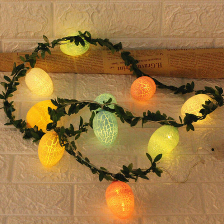 LED String Lights Easter Decoration Green Leaf Egg Lights  -powered Lights Light String