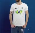 Round Neck Comfortable Jersey Fabrics With Brazil Flag & Brazilian Football Logo.
