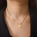 Skyrim Four Leaf Clover Women Necklace Stainless Steel Gold Color Snake Chain Choker for Women Girls Fashion Jewelry Wholesale.