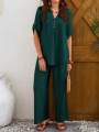 Comfortably Fit & Stylish: Women’s Short Sleeve Top and Long Pants for Daily Wear.