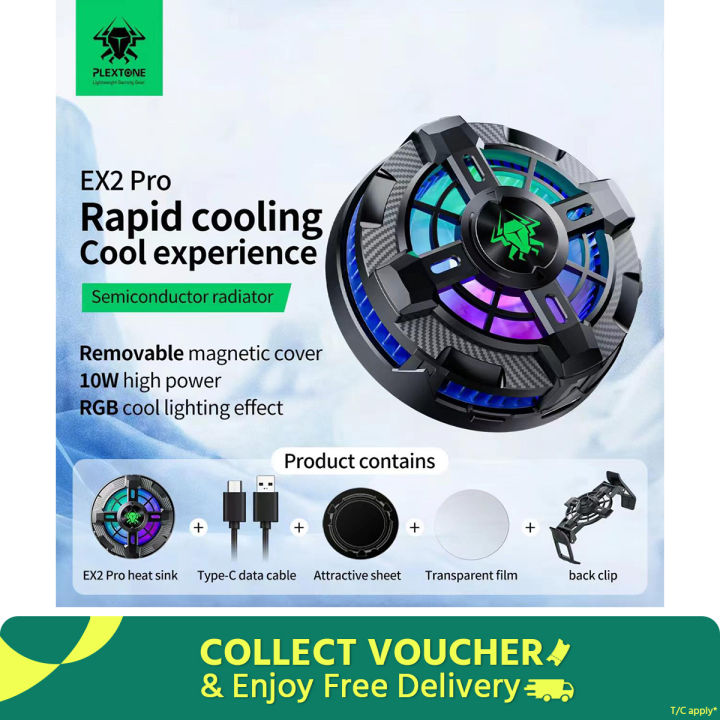 Plextone EX2 Pro RGB Rapid Cooling Magnetic Universal Phone Gaming Cooling Fan Heat Radiator