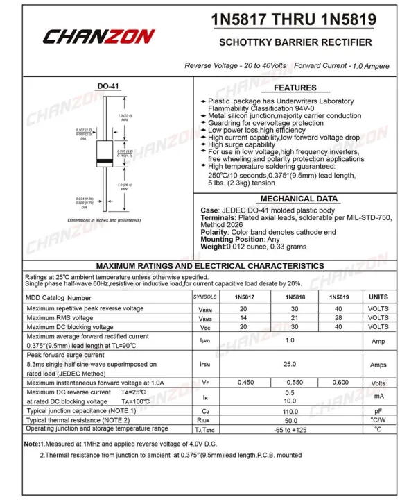 %E3%80%90YIYANGMAOYI111%E3%80%91(100%20Pcs)%201N5817%20Schottky%20Barrier%20Diodes%201A%2020V%20DO-41%20(DO-204AL)%20Axial%201N%20IN%205817%20IN5817%20Amp%20Volt%20-%20Image%204