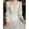 2023Spring-Summer NewinsSuper Fairy Slimming Embroidered Lace High-End Dress Women's French First Love Platycodon Grandiflorum Skirt.