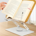 360°Rotating Base Book Stand Holder for Reading Hands Free Foldable Book Display Stand with Paper Clips Wood Panel Stand Easy to Use. 