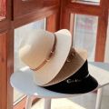 New Women's Sun Hat Simple Linen Breathable Refreshing Hat Summer Travel Sunscreen Sun Ribbon Decoration Foldable Straw Hat Gift. 