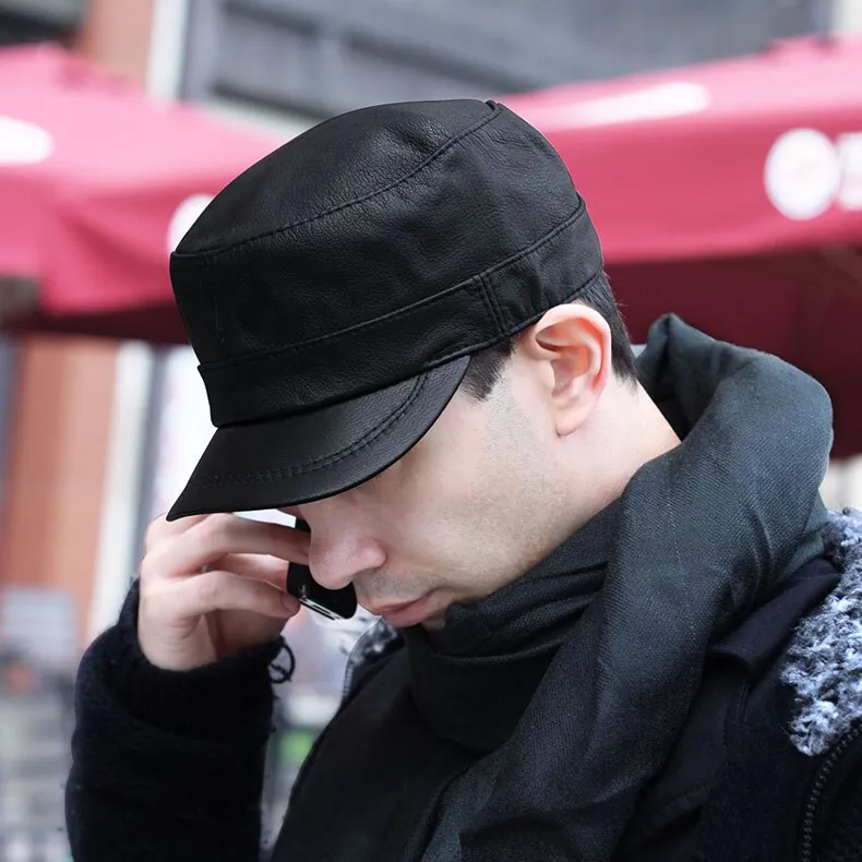 Spring Leather Male Hat All Match Fashion Casual Spring Leather