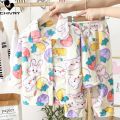 New 2023 Kids Winter Soft Flannel Pajamas Clothing Sets Boys Girls Cartoon Thicken Warm Lapel Tops with Pants Pyjamas Sleepwear. 