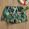 2021 Summer Kids Baby Boy Beach Shorts 0-4Y Toddler Dinosaur/Leaf/Tortoise Print Drawstring Shorts Bottom Holiday Beach Swimwear. 