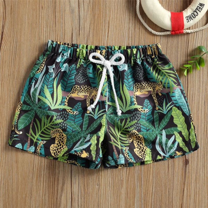 2021%20Summer%20Kids%20Baby%20Boy%20Beach%20Shorts%200-4Y%20Toddler%20Dinosaur/Leaf/Tortoise%20Print%20Drawstring%20Shorts%20Bottom%20Holiday%20Beach%20Swimwear%20-%20Image%202