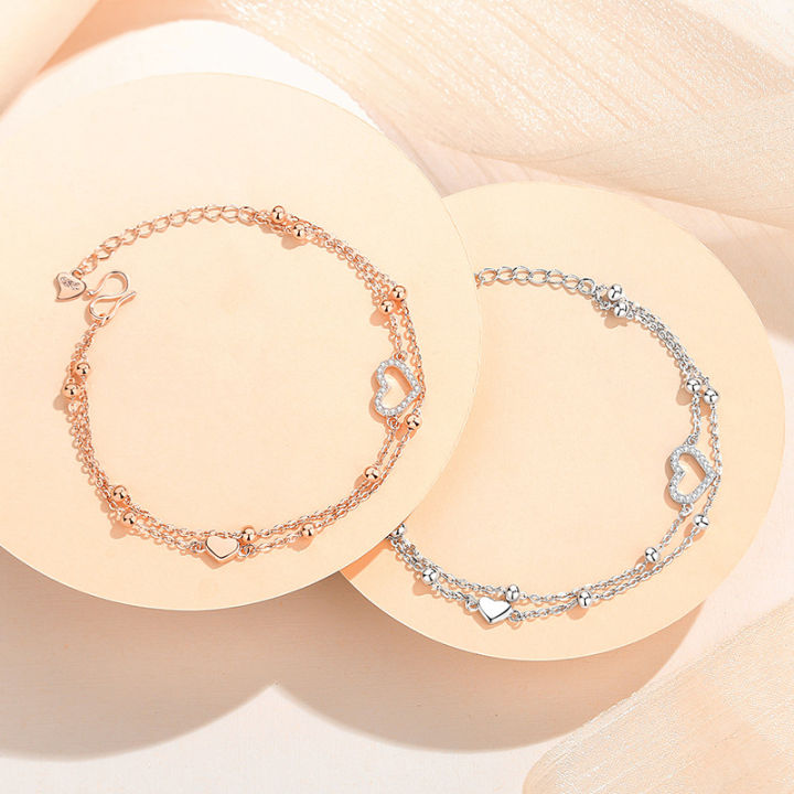 Jin%20Hongyu%20double-layer%20love%20bracelet%20women's%20fashion%20commuting%20versatile%20heart-shaped%20bracelet%20Korean%20version%20of%20the%20temperament%20simple%20hand%20jewelry%20wholesale%20-%20Image%204