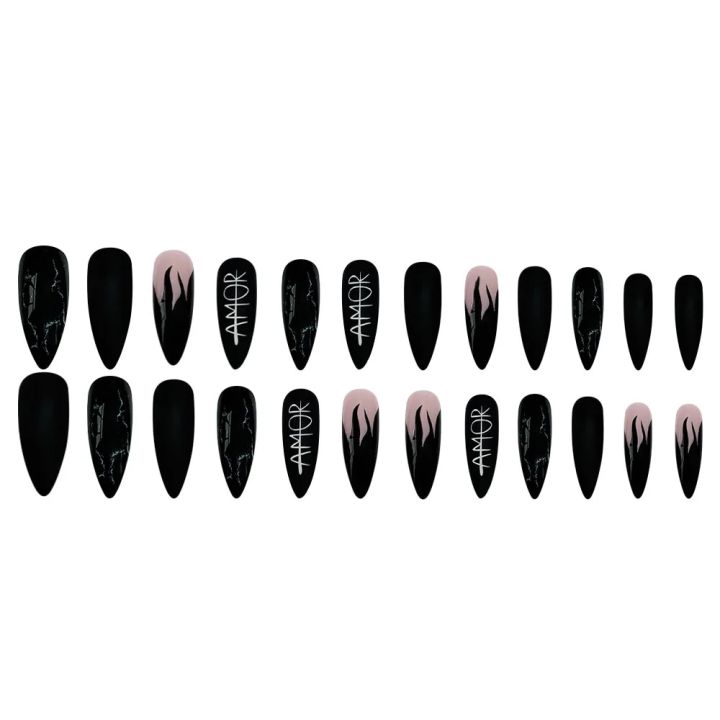 Black%20Almond%20Nails%20Set%20Press%20on%20Flame%20Matte%20Tips%20Finger%20False%20Nails%20Reusable%20Adhesive%20Full%20Cover%20Acrylic%20Fingernails%20-%20Image%205