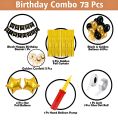 Birthday Decoration Combo Pack With Banner, Foil Curtains, Balloons, Star Foil, Confetti Balloons, Balloon Pumper, Balloons Arc and Glue Dot. 