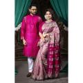 Half Silk Shuli Ful Saree and Dhupian Silk Panjabi Combo For Couple. 