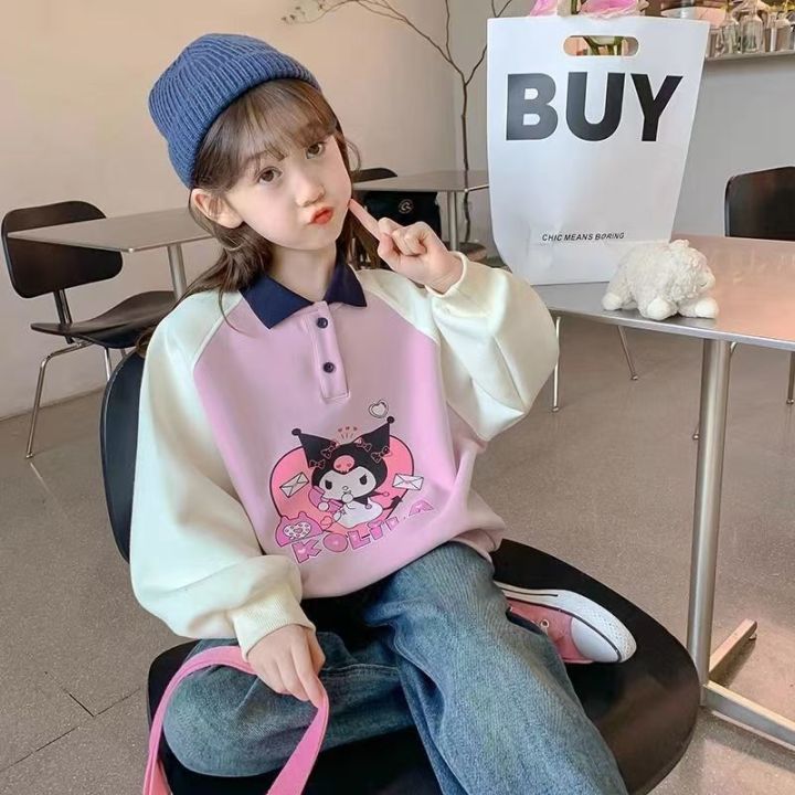 MIDDLE%20AND%20LARGE%20CHILDREN'S%20TOPS%20TIDE%20GIRLS%20SWEATSHIRT%20SPRING%20AND%20AUTUMN%20CLOTHES%202023%20NEW%20FOREIGN%20STYLE%20KULOMI%20CHILDREN'S%20LITTLE%20GIRLS%20POLO%20NECK%20-%20Image%207