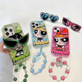 Hot girl cartoon policewoman suitable for iPhone15 all-inclusive sunglasses mobile phone case Apple 14 stand protective cover 13 wholesale. 