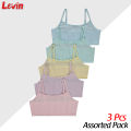 Pack of 3 Assorted Cotton Girls Bra Crop Cami Training Bras for Little Girl with Adjustable Straps From Levin. 