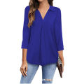 Woman's plus size V-neck long sleeve pullover blouse for spring & summer. 
