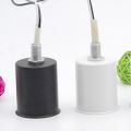 Individual 2Pcs E27 Ceramic Screw Base Round Led Light Bulb Lamp Socket Holder Adapter Metal Lamp Holder with Wire - White & Black. 