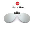 2024 Rimless Round Flip Up Clip on Oversized Men Polarized Clip Sunglasses Aviation Blue Mirror Big Driving Prescription Glasses.