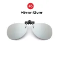 2024 Rimless Round Flip Up Clip on Oversized Men Polarized Clip Sunglasses Aviation Blue Mirror Big Driving Prescription Glasses. 