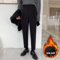 【Alien Alien】 2021 Men's Straight Pants Loose Casual Pants Western Trouser thicken velvet Suit Pants Formal Business Cotton Trousers S-XL. 