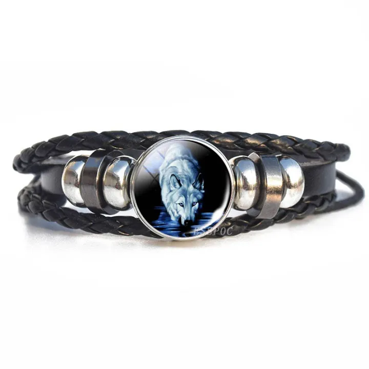 Fashion%20Personality%20Wolf%20Black%20Braided%20Leather%20Bracelet%20Glass%20Cabochon%20Wolf%20Pattern%20Men's%20Women's%20Jewelry%20Gifts%20-%20Image%202