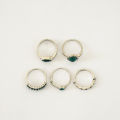 5pcs Green Crystal Rings Set for Women.