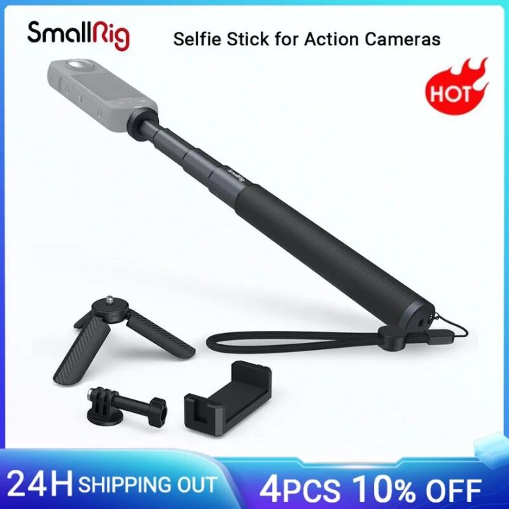 SmallRig Selfie Stick for Action Cameras Support Smartphone for GoPro 12 10 9 8 for Insta360 X3 for DJI Action 3 for AKASO -4192
