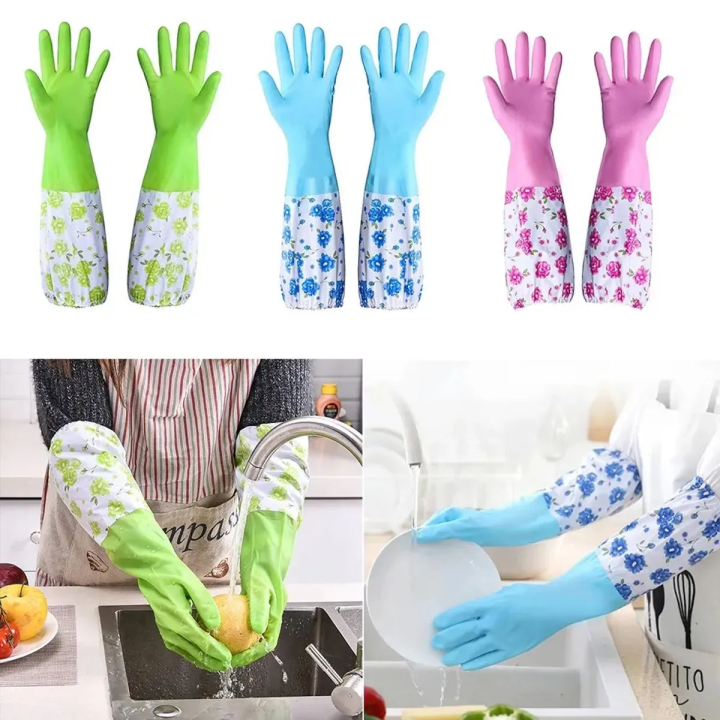 2%20Pcs%20Hand%20Gloves%20Best%20Quality%20Silicone%20Dish%20Washing%20Kitchen/Garden%20Hand%20Gloves%20-%20Multicolor%20-%20Image%202