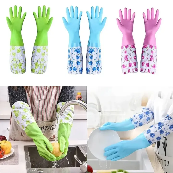 2%20Pcs%20Hand%20Gloves%20Best%20Quality%20Silicone%20Dish%20Washing%20Kitchen/Garden%20Hand%20Gloves%20-%20Multicolor%20-%20Image%202