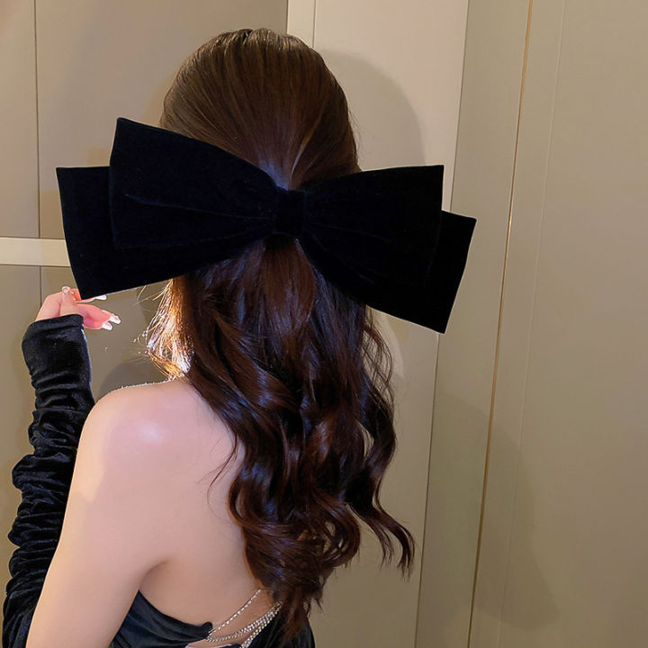 Oversized Barrette Bow Hair Clip Woman Velvet Headwear Hairpin Hair Accessories finpae