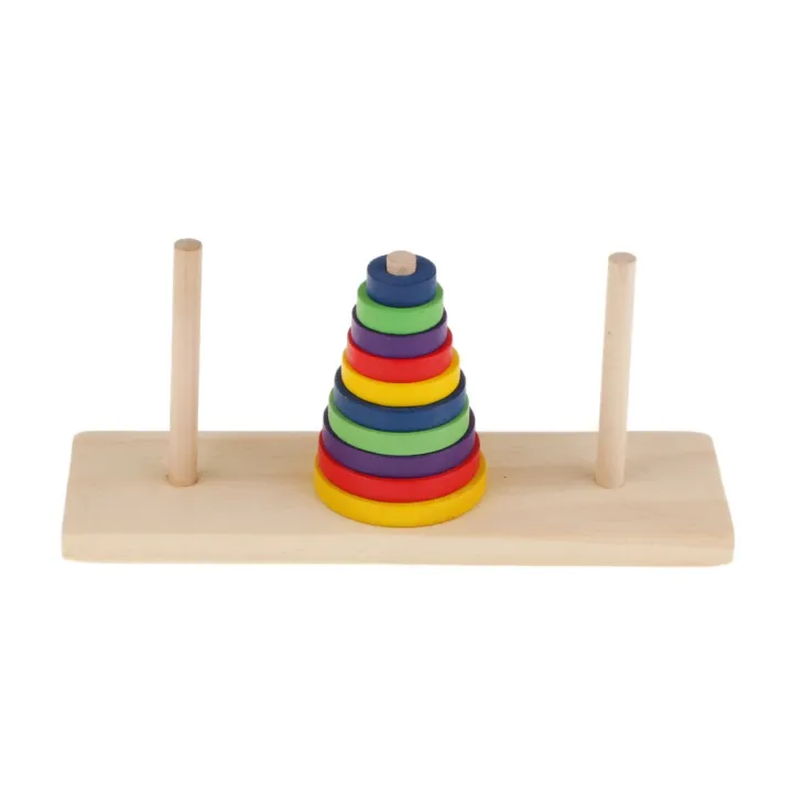 Tower%20of%20Hanoi%20Wooden%20Puzzle%2010%20Rings%20Geometric%20Stacker%20Kids%20Developmental%20Toy,%2010%20Colorful%20Pieces%20-%20Image%204