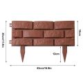 /4Pcs Flower Bed Border Plastic Garden Fence Brick Brown Mini Wooden Fence DIY Serviceable Lawn Fence Yard.